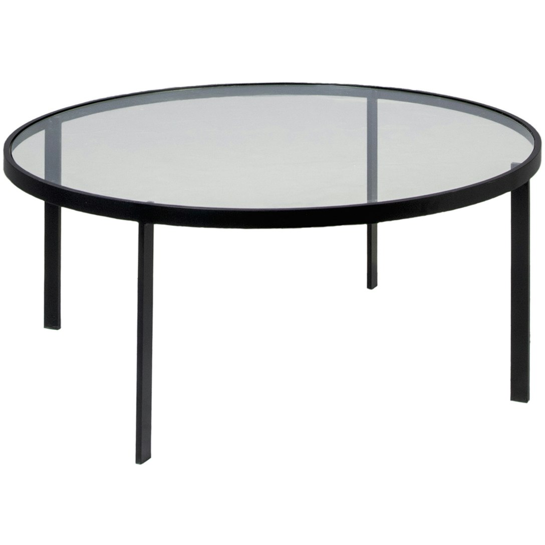 Square Coffee Table Ø93x40 cm, Black/Glass