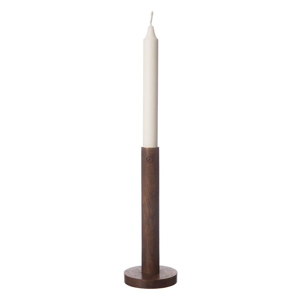 Candlestick Dark Brown Wood, 20x8 cm