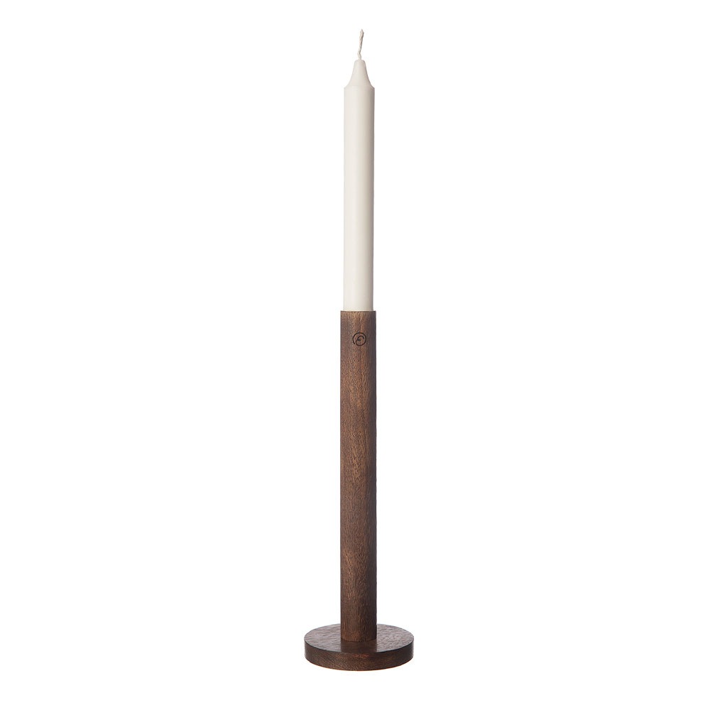 Candlestick Dark Brown Wood, 25x8 cm