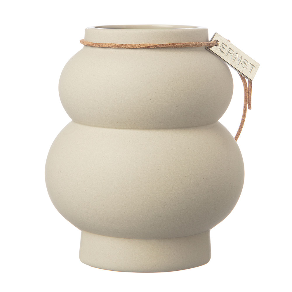 Curvy Vase Stoneware Beige, 21.5x12 cm