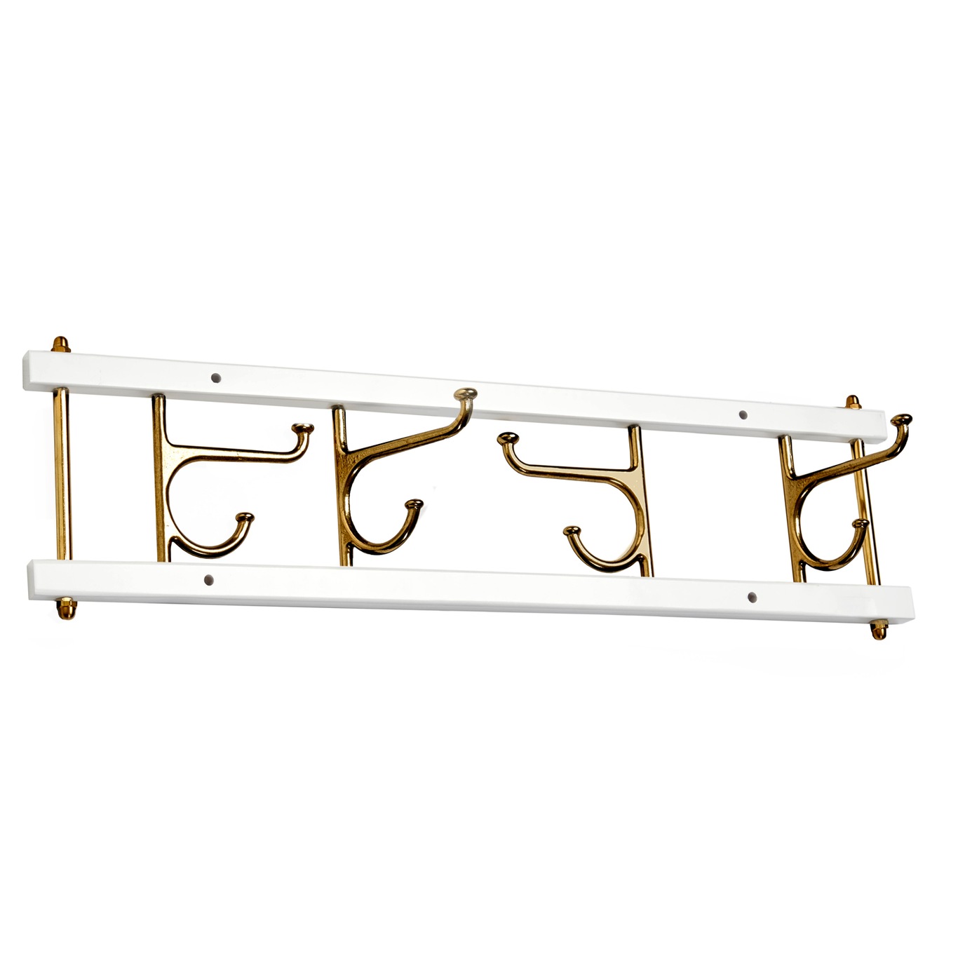 Decorative Hook Rail Maxi 4, White / Brass