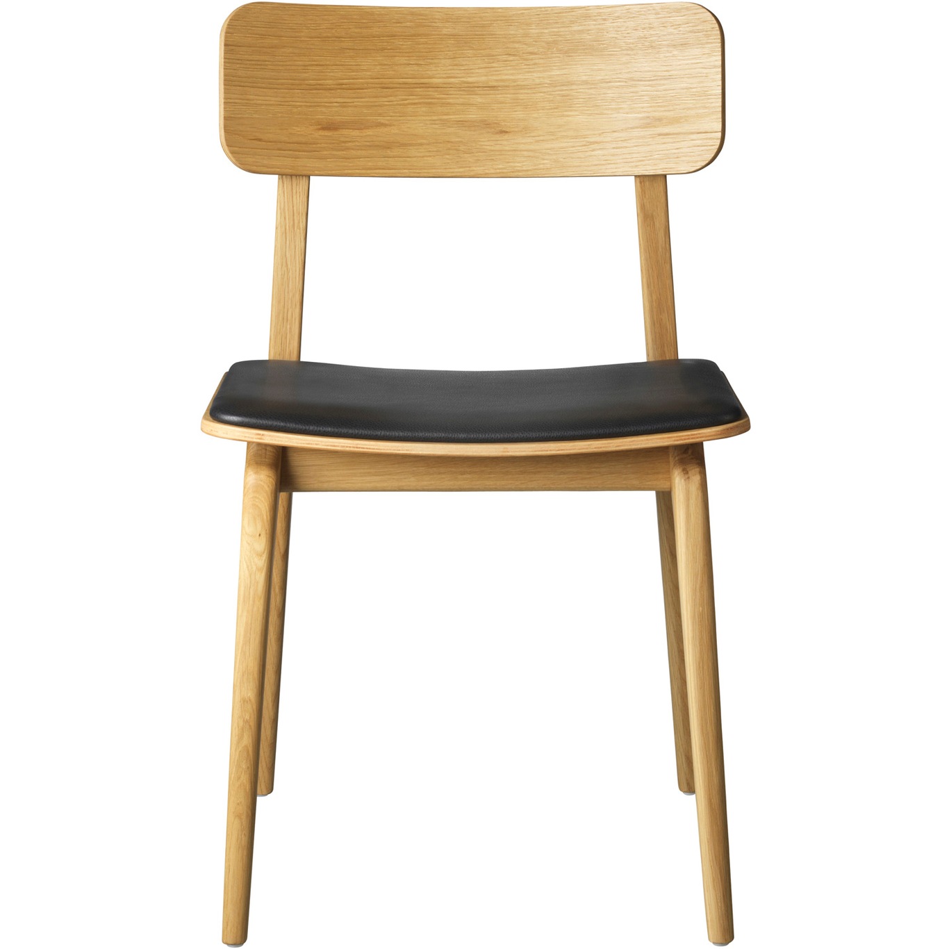 J175 Åstrup Dining Chair , Lacquered Oak / Black Leather