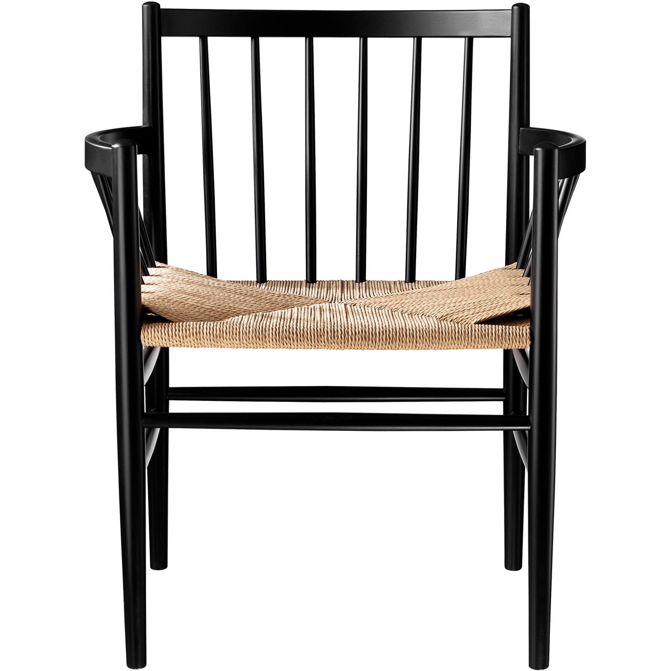 J81 Armchair, Black / Seat Natural