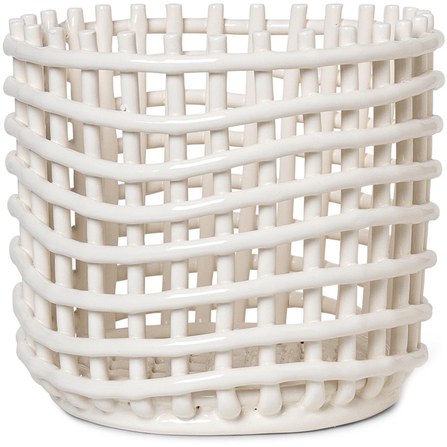 Ceramic Basket Off-white, 21 cm