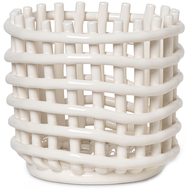 Ceramic Basket Off-white, 14,5 cm