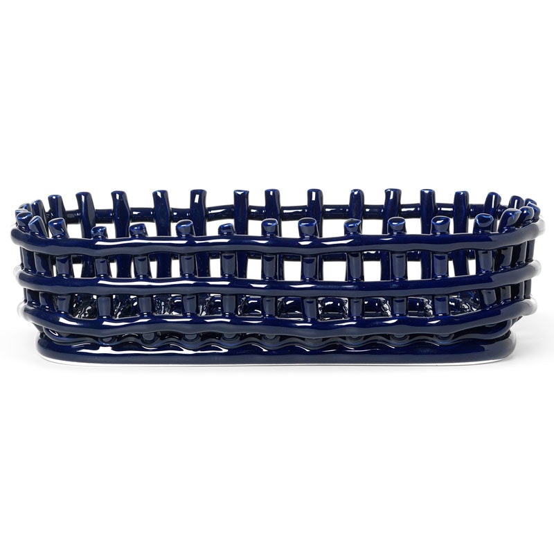 Ceramic Basket Oval, Blue