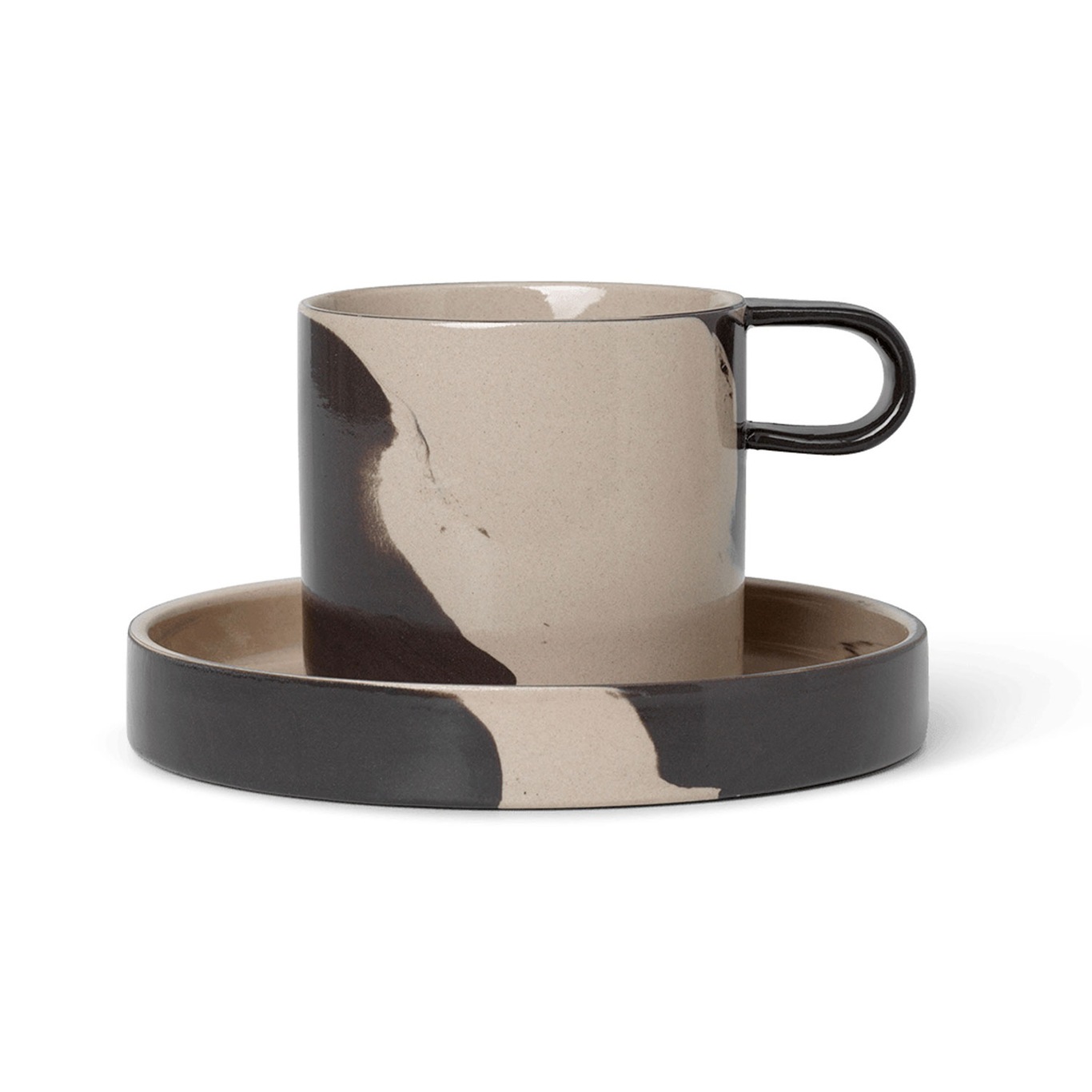 Inlay Cup With Saucer, Sand / Brown