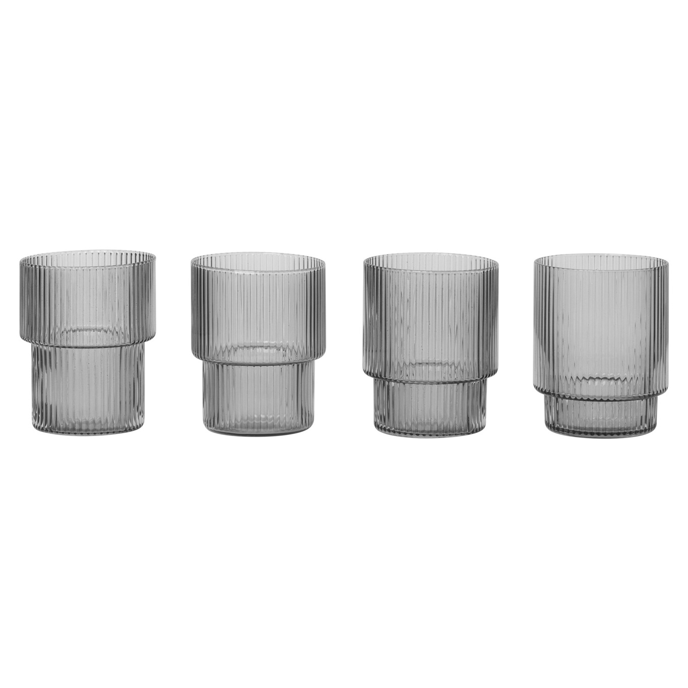 Ripple Glass 4-pack 20 cl, Smoked Grey