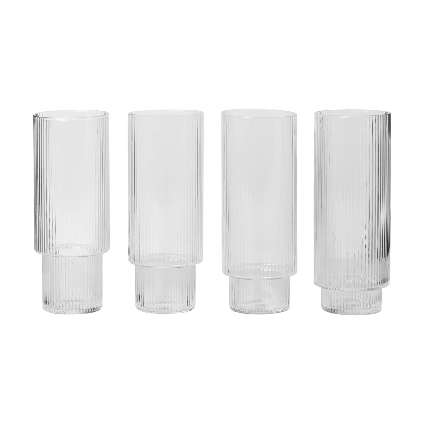 Ripple Long Drink Glasses 4-Pack, Clear
