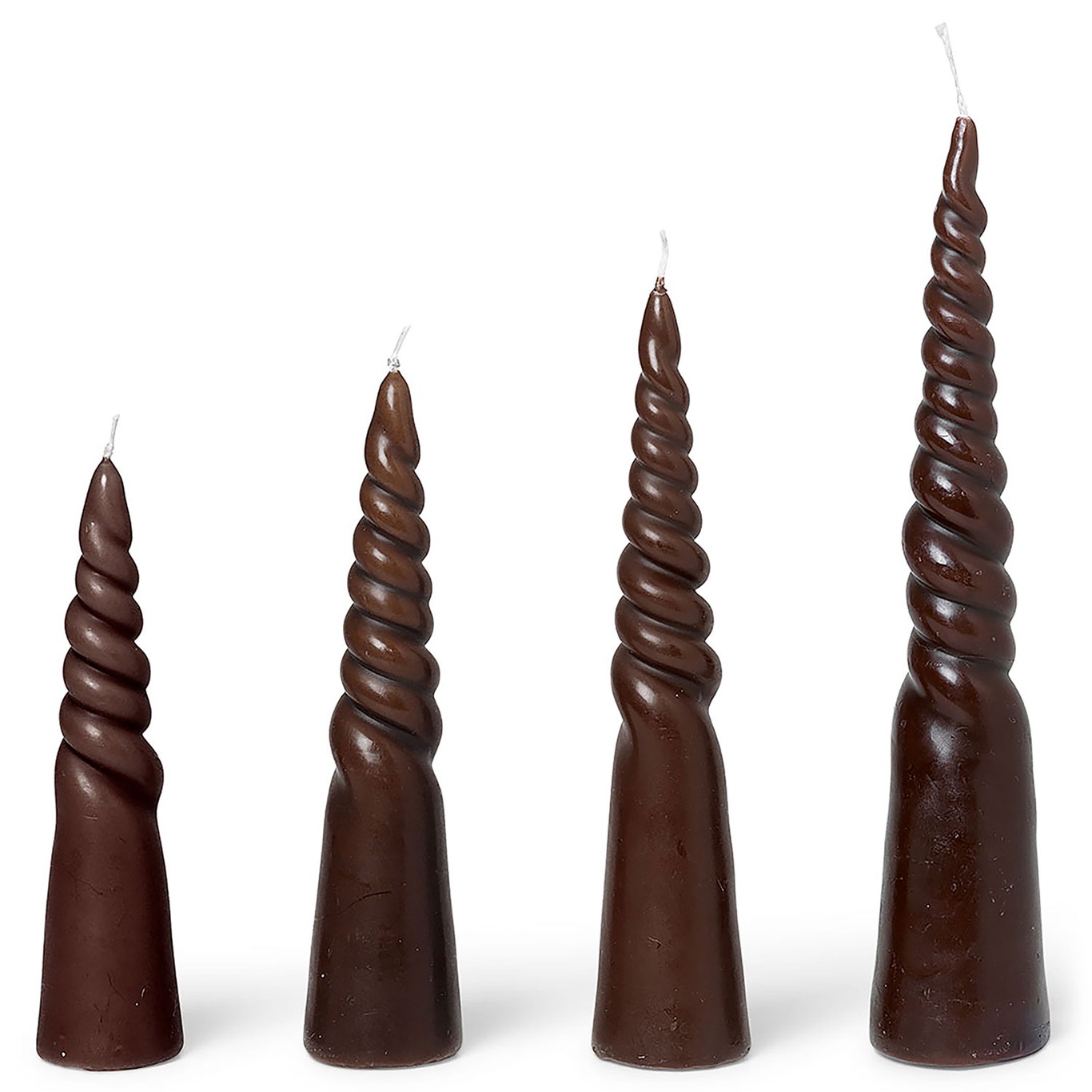 Twisted Candles 4-pack, Brown