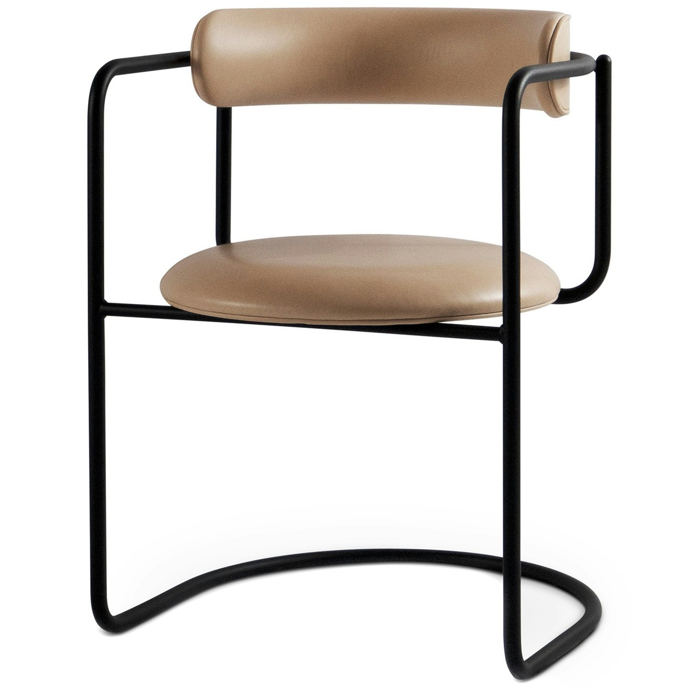 FF Cantilever Chair, Tan Leather / Black