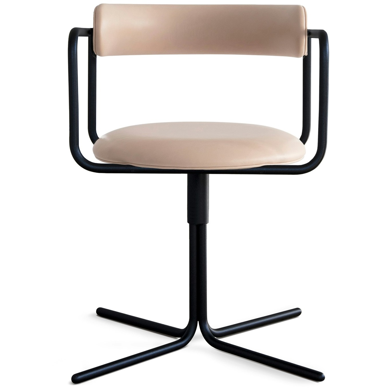 FF Swivel Chair, Tan Leather / Black