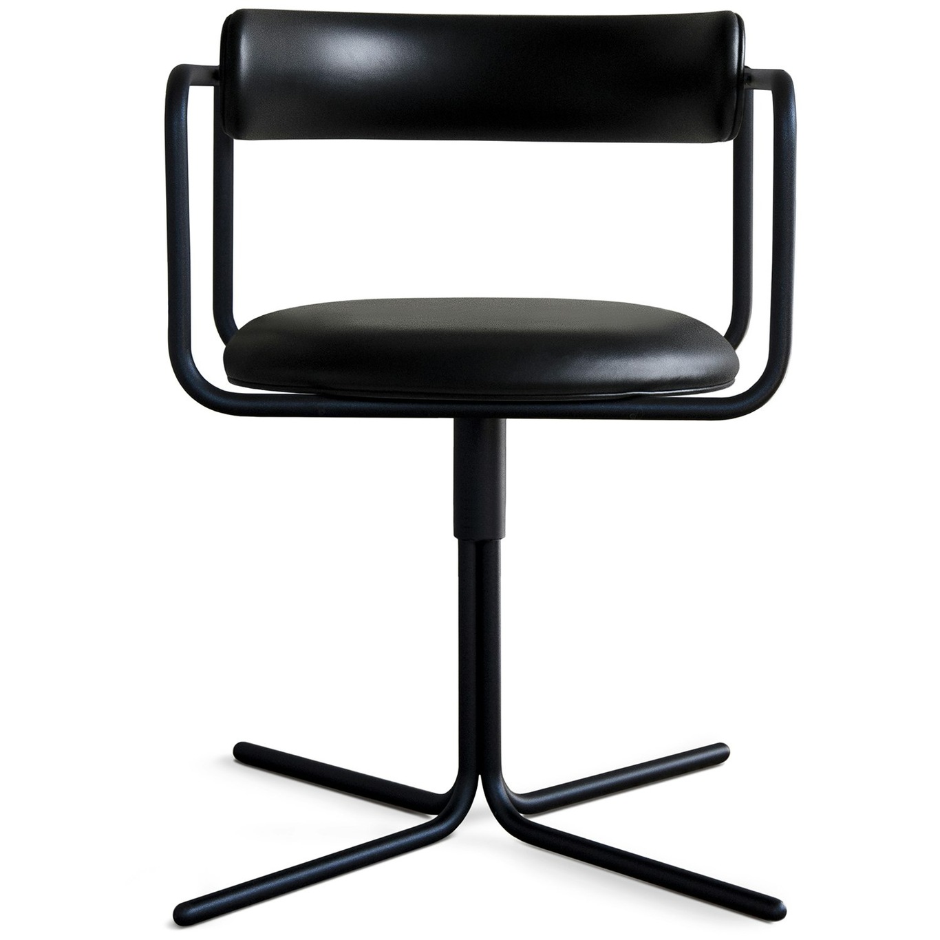 FF Swivel Chair, Black Leather / Black