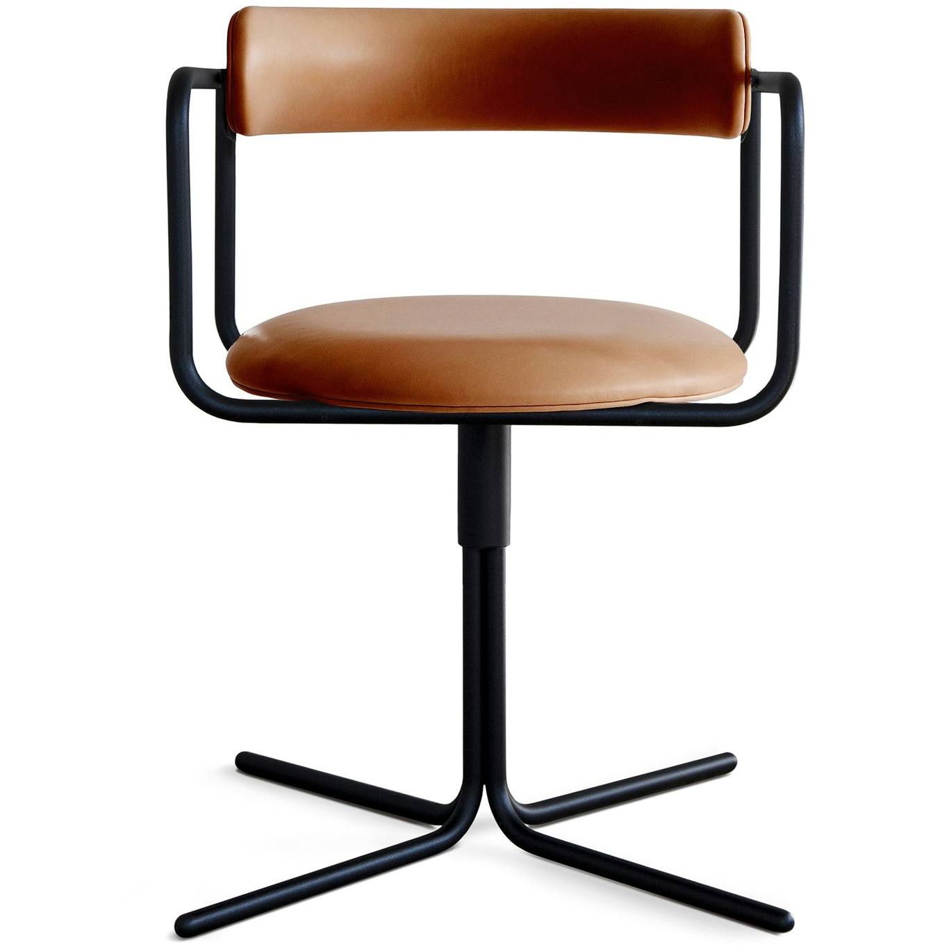 FF Swivel Chair, Cognac Leather / Black