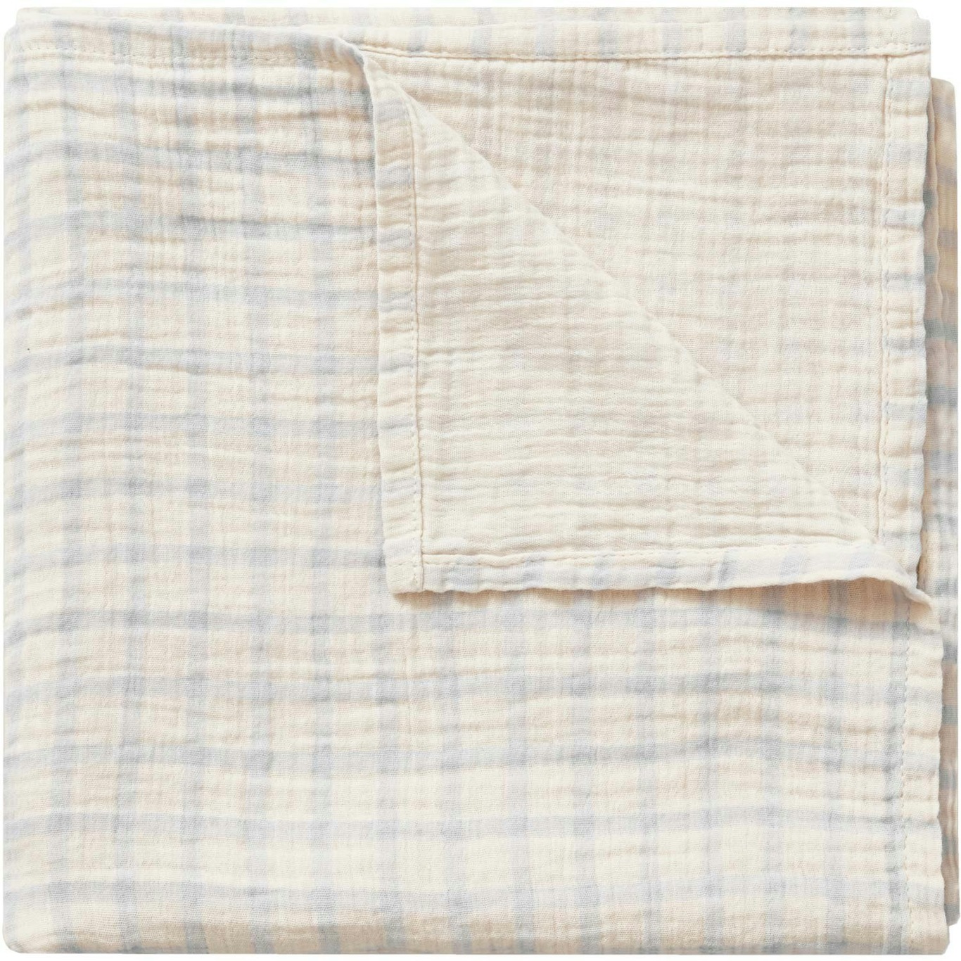 Gingham Sky Blue Muslin Swaddle Blanket, 110x110 cm