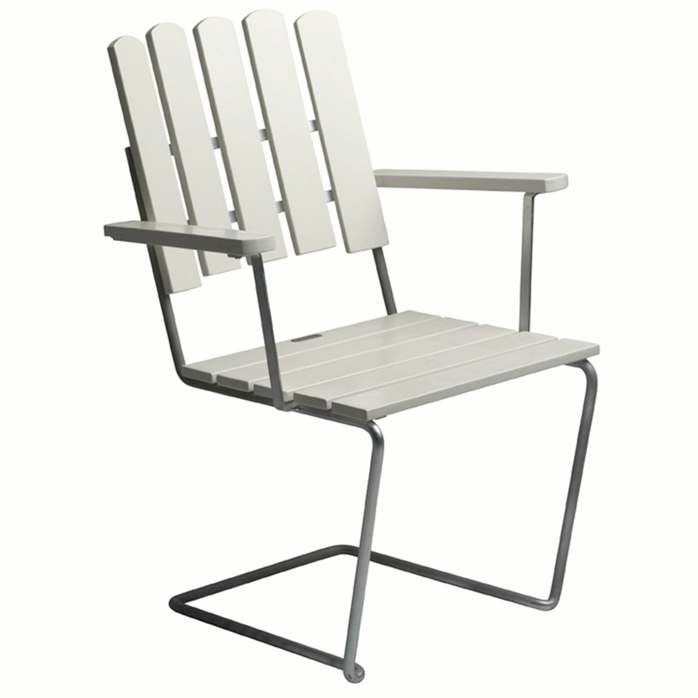 Armchair A2, White Lacquered Oak / Hot Galvanized Steel