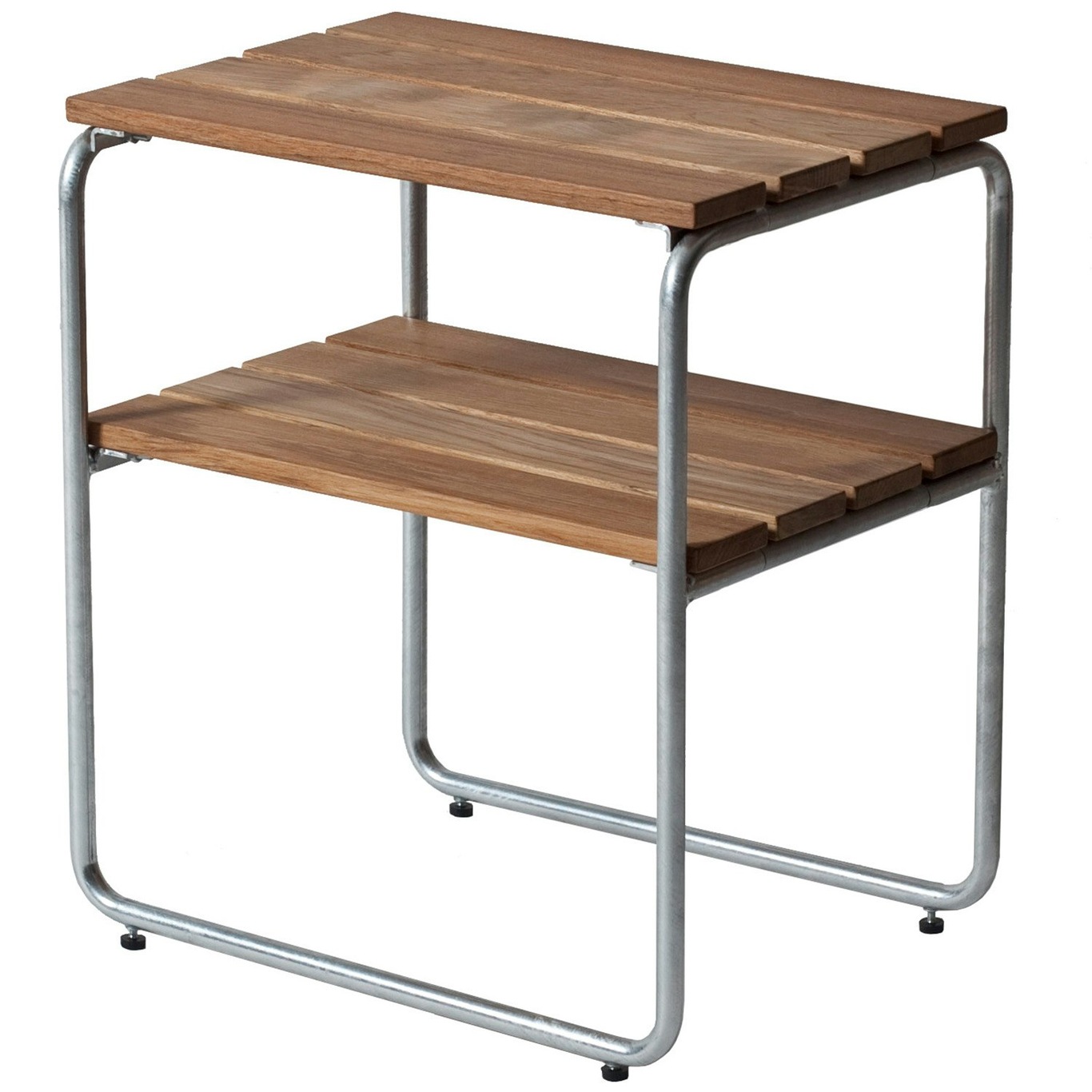 L45 Side Table Untreated Teak, Oiled Oak / Hot Galvanized Steel