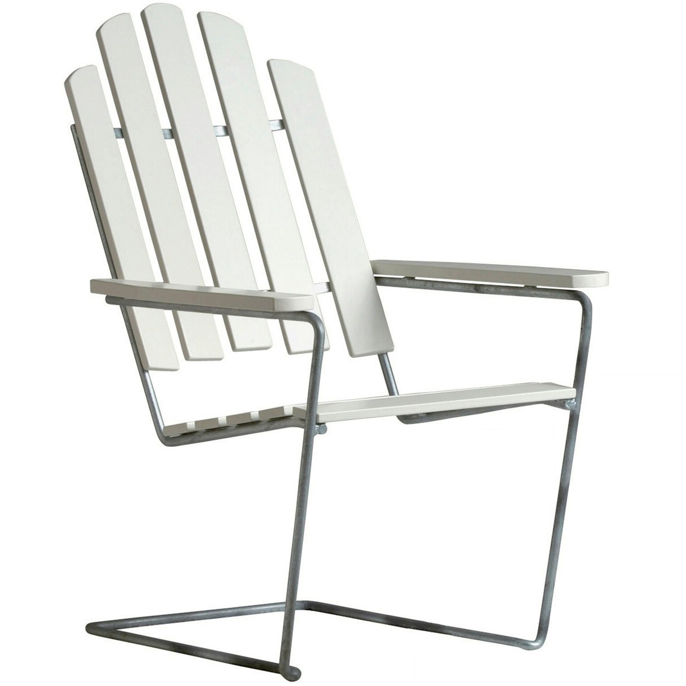 Lounger A3, White Lacquered Oak / Hot Galvanized Steel