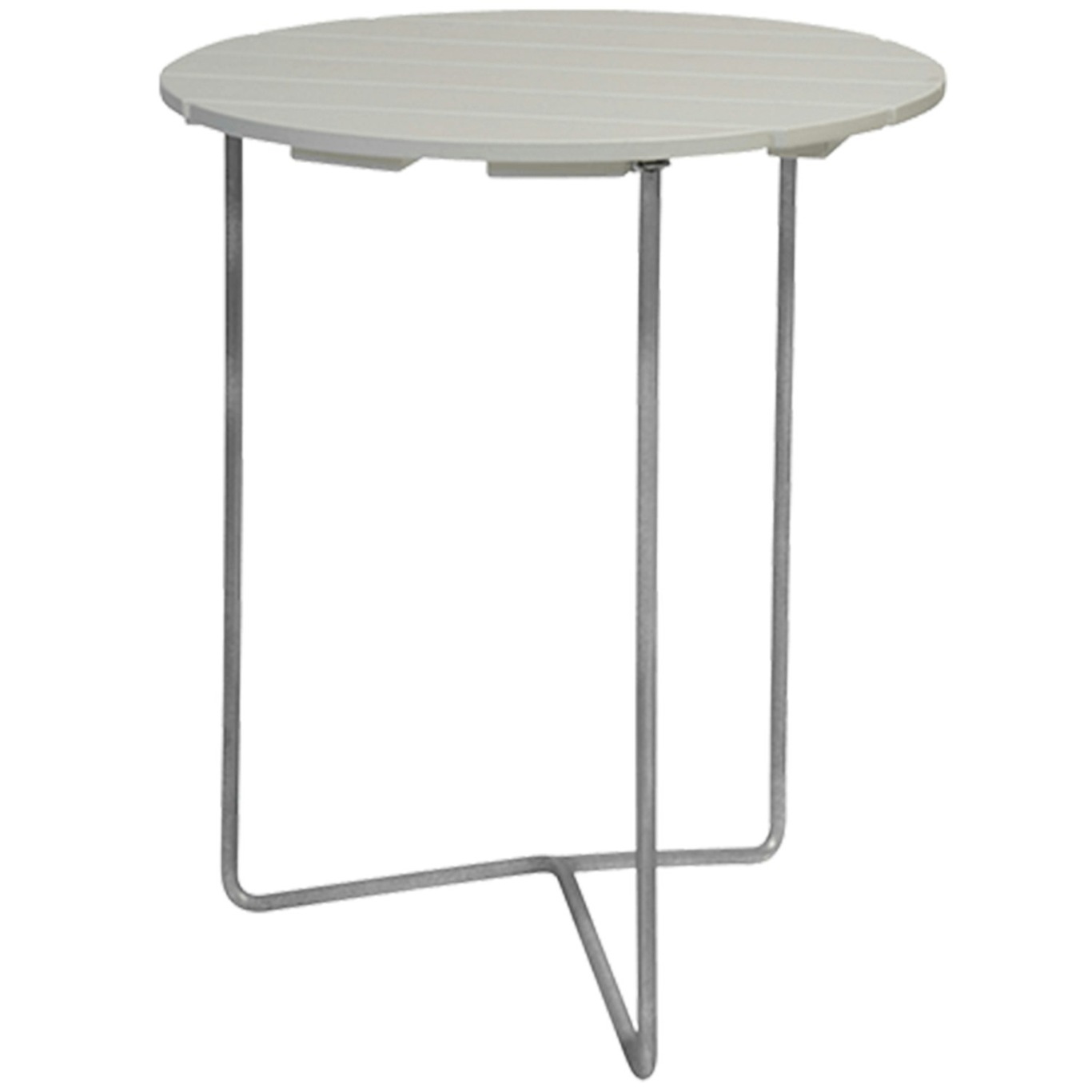 6B Table Ø60 cm, White Lacquered Oak / Hot Galvanized Steel