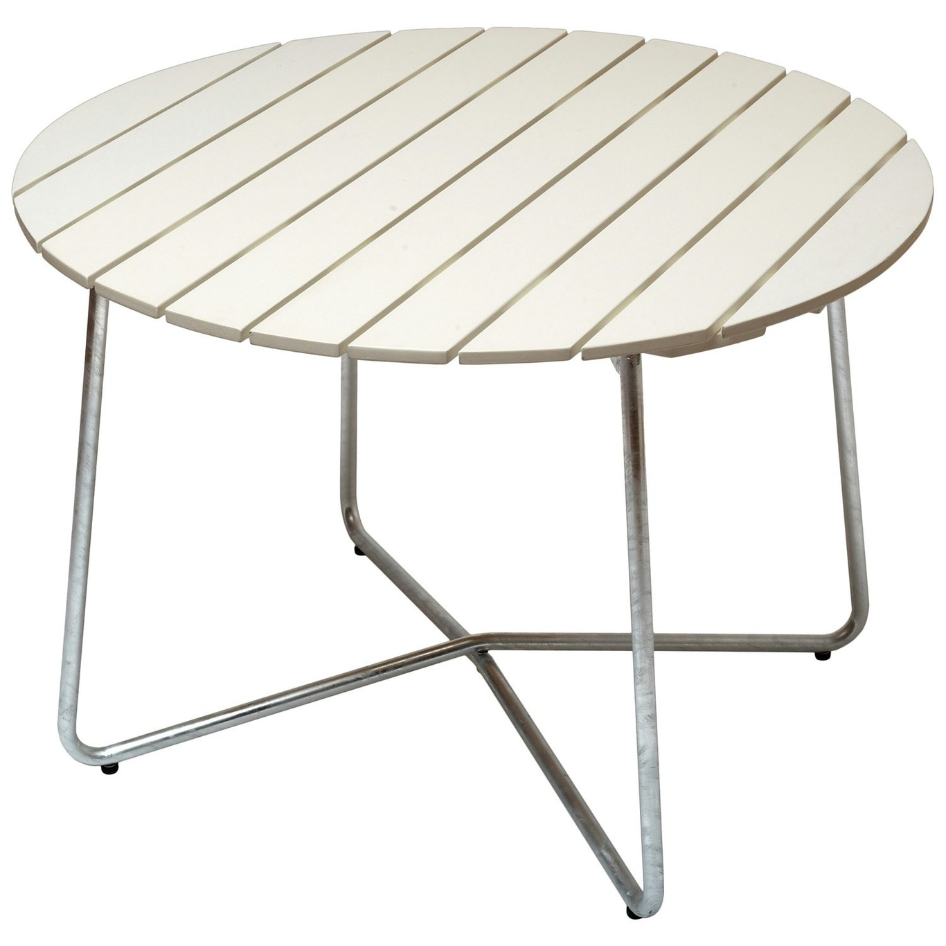 9A Table Ø100 cm, White Lacquered Oak / Hot Galvanized Steel