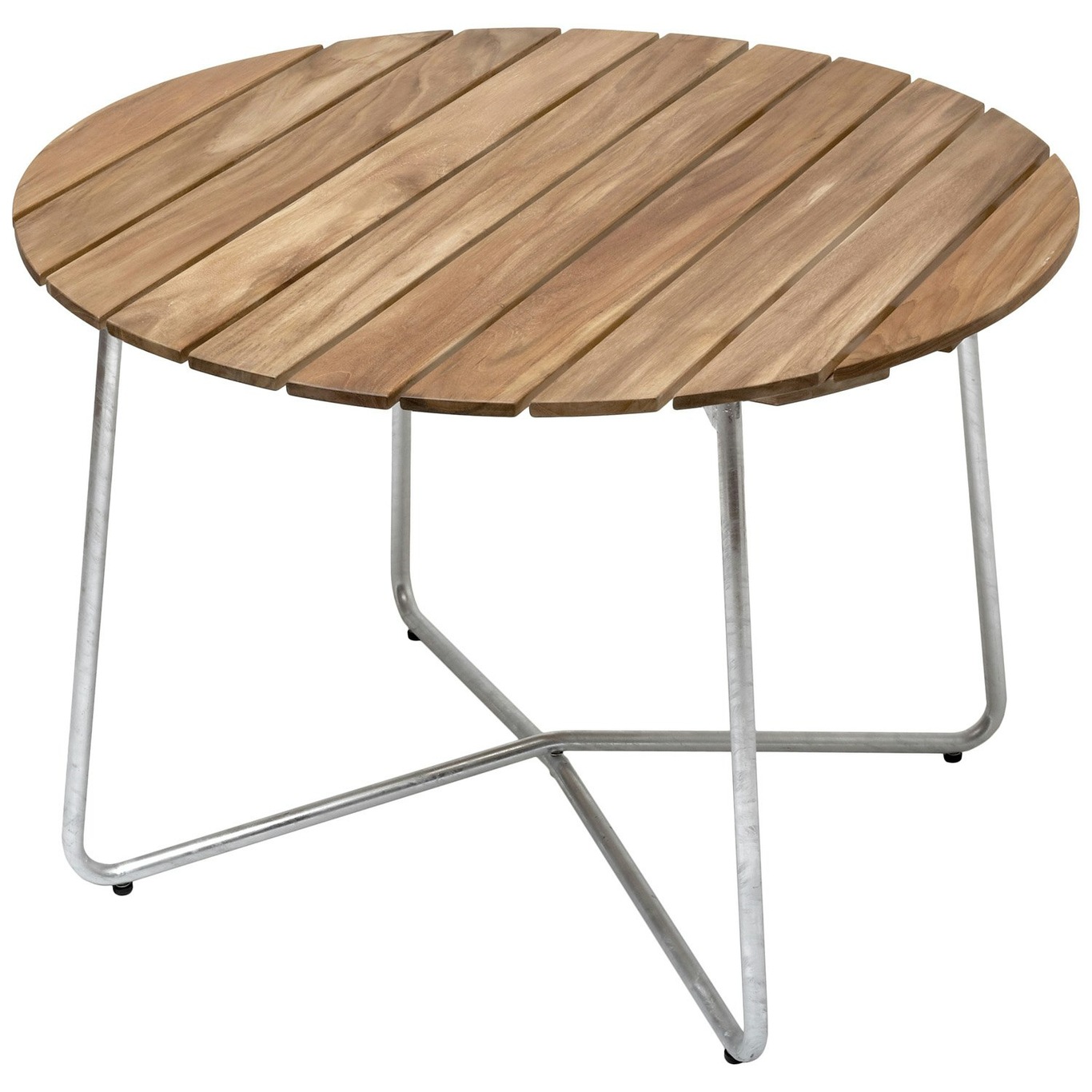 9A Table Ø100 cm, Untreated Teak / Hot Galvanized Steel