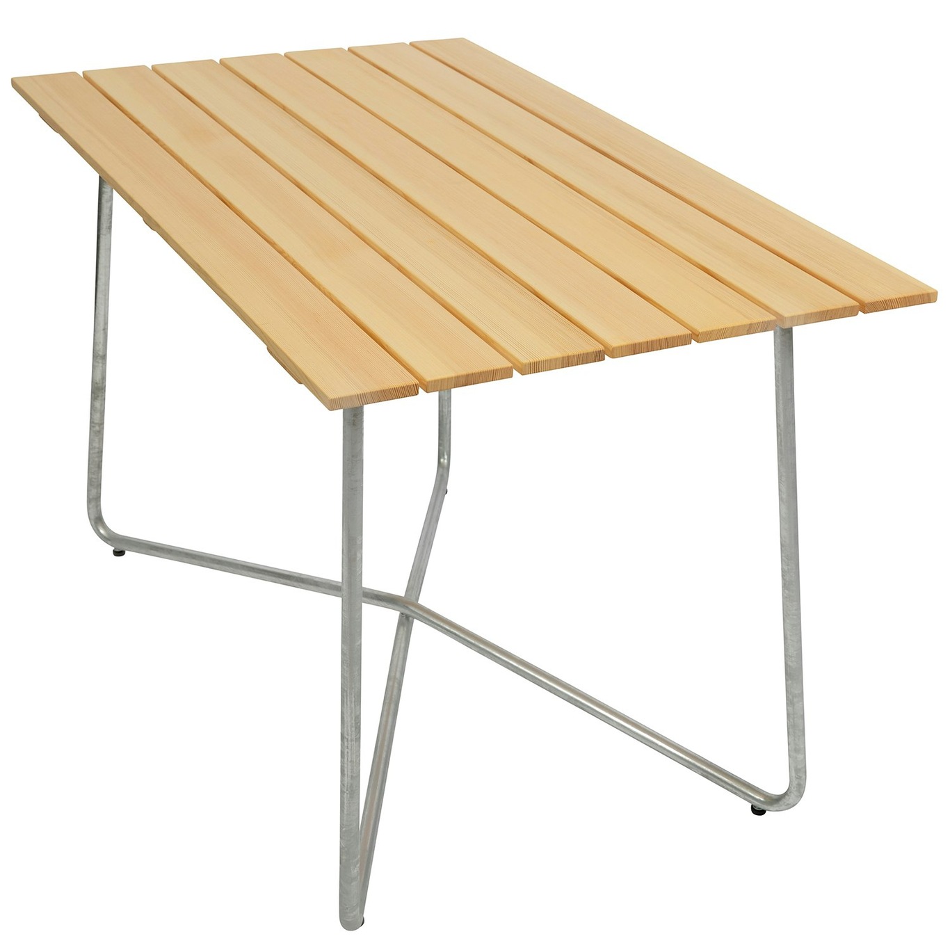 B25A Table 70x120 cm, Oiled Pine / Hot Galvanized Steel