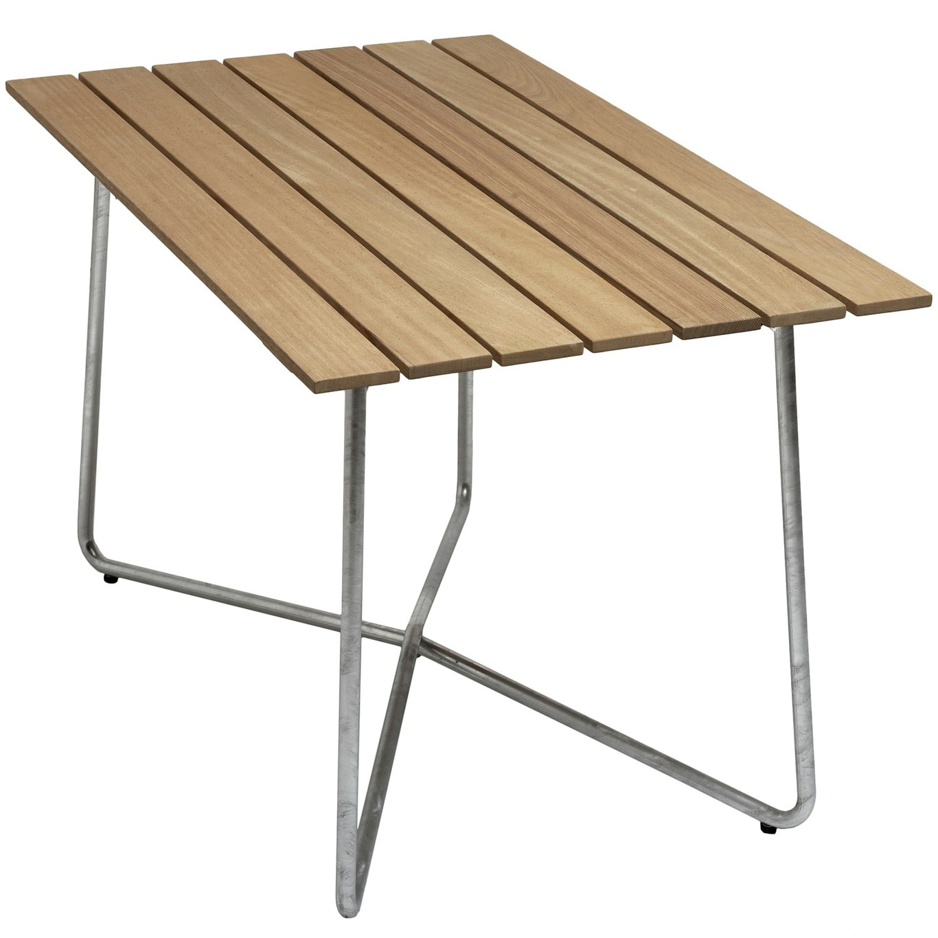 B25A Table 70x120 cm, Oiled Oak / Hot Galvanized Steel