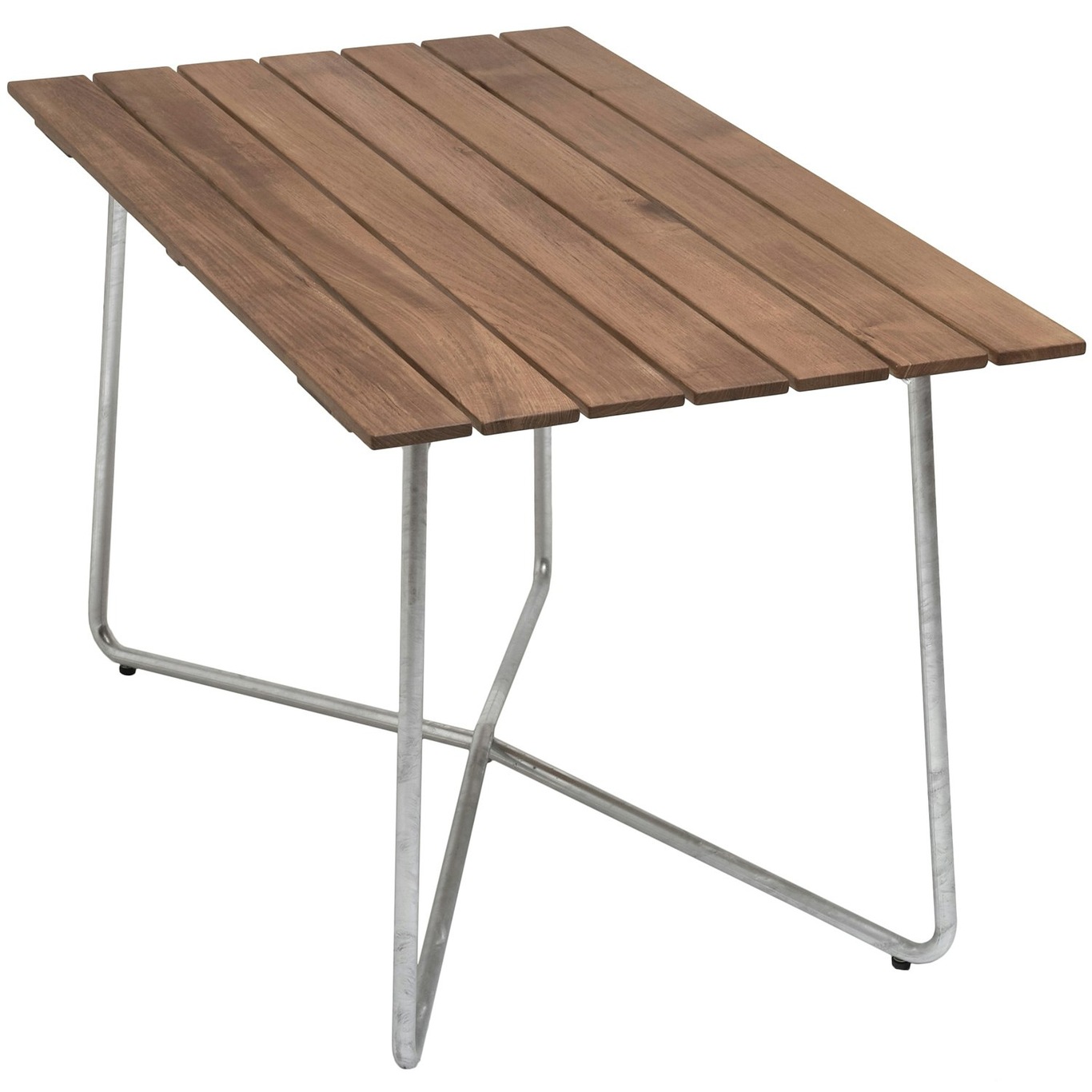 B25A Table 70x120 cm, Untreated Teak / Hot Galvanized Steel
