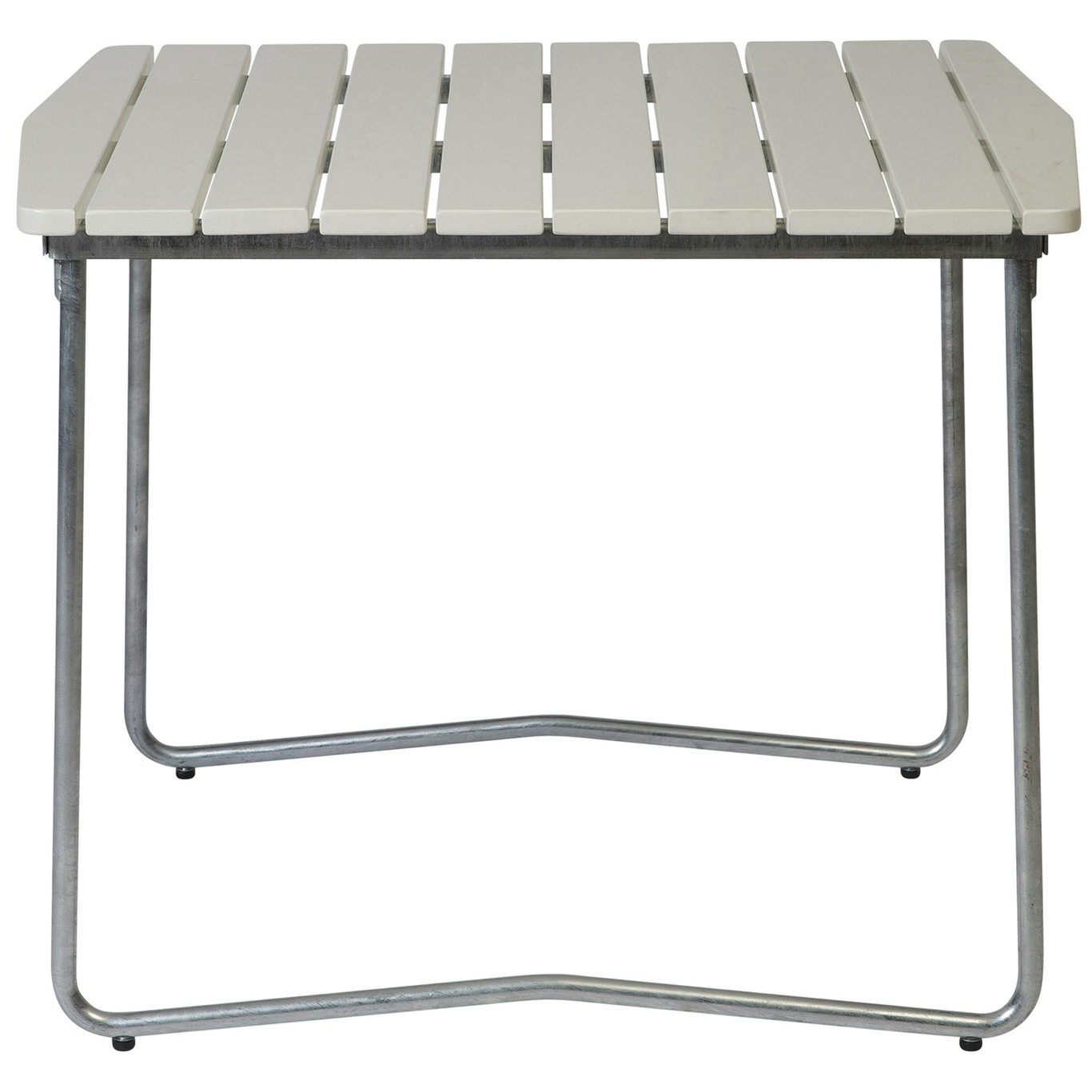 B31 Table 84x92 cm, White Lacquered Oak / Hot Galvanized Steel