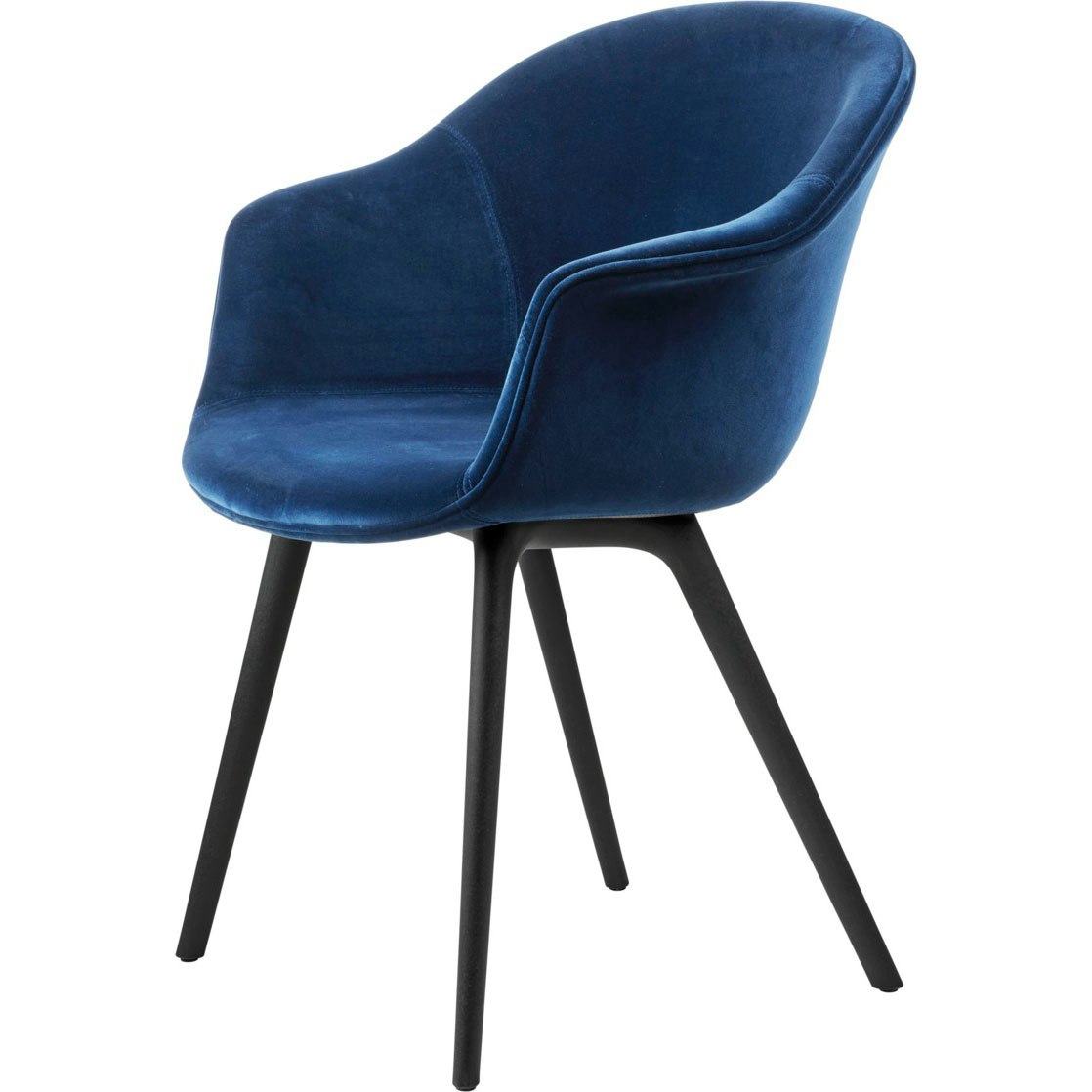 Bat Dining Chair Upholstered / Plastic Base, Sapphire Blue