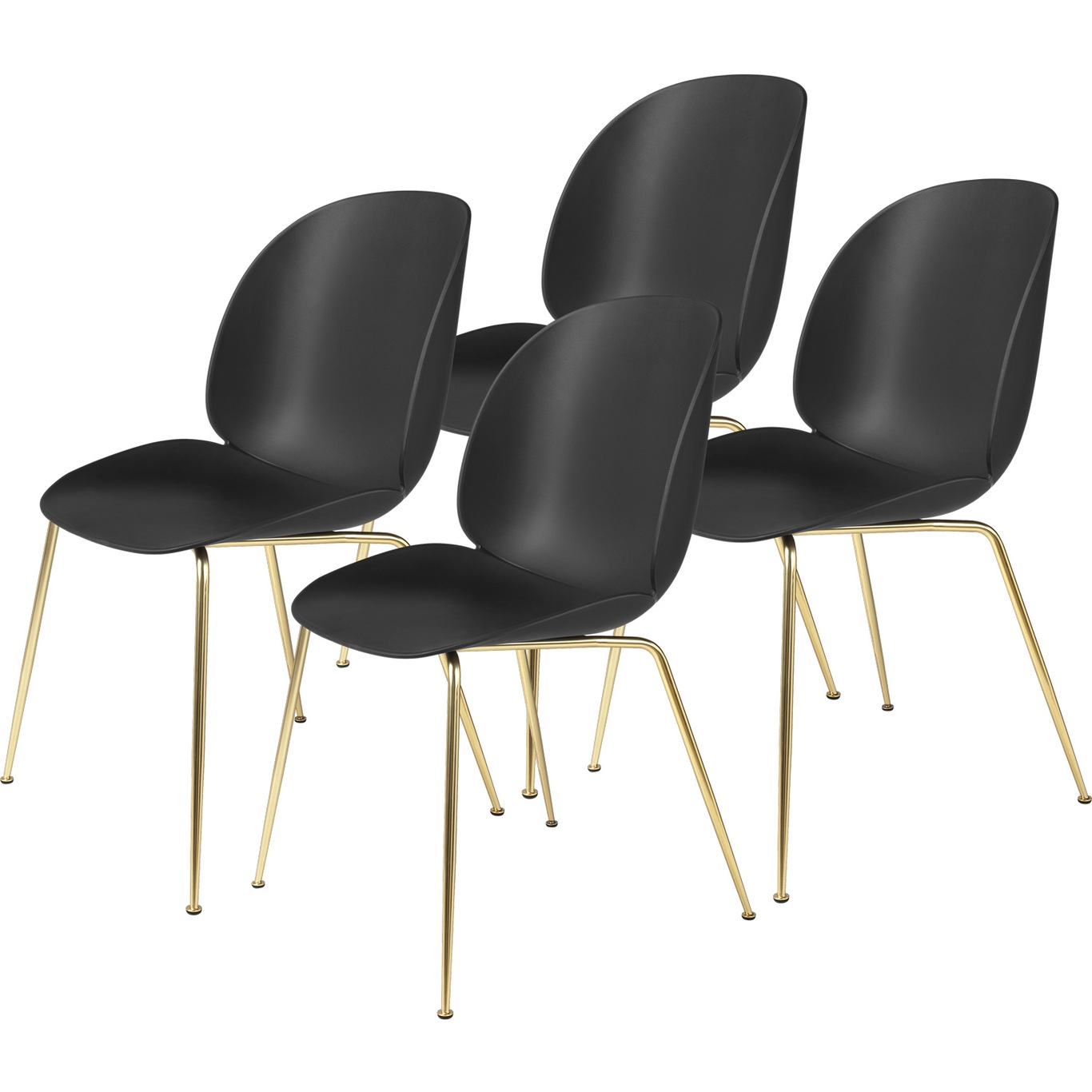 Beetle Chair Un-upholstered 4-pack Conic Base Brass, Black