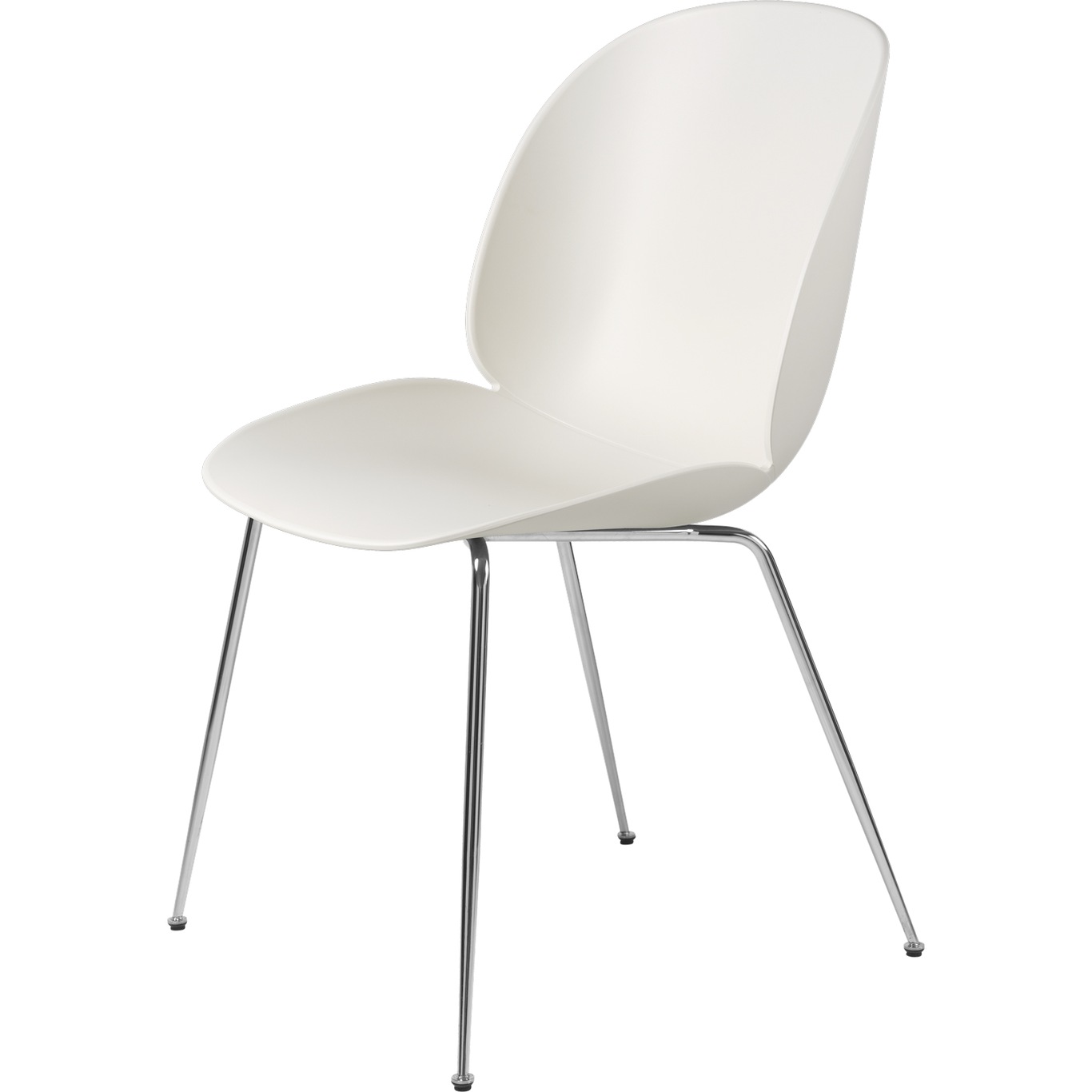 Beetle Chair Un-upholstered Conic Base Chrome, Alabaster White