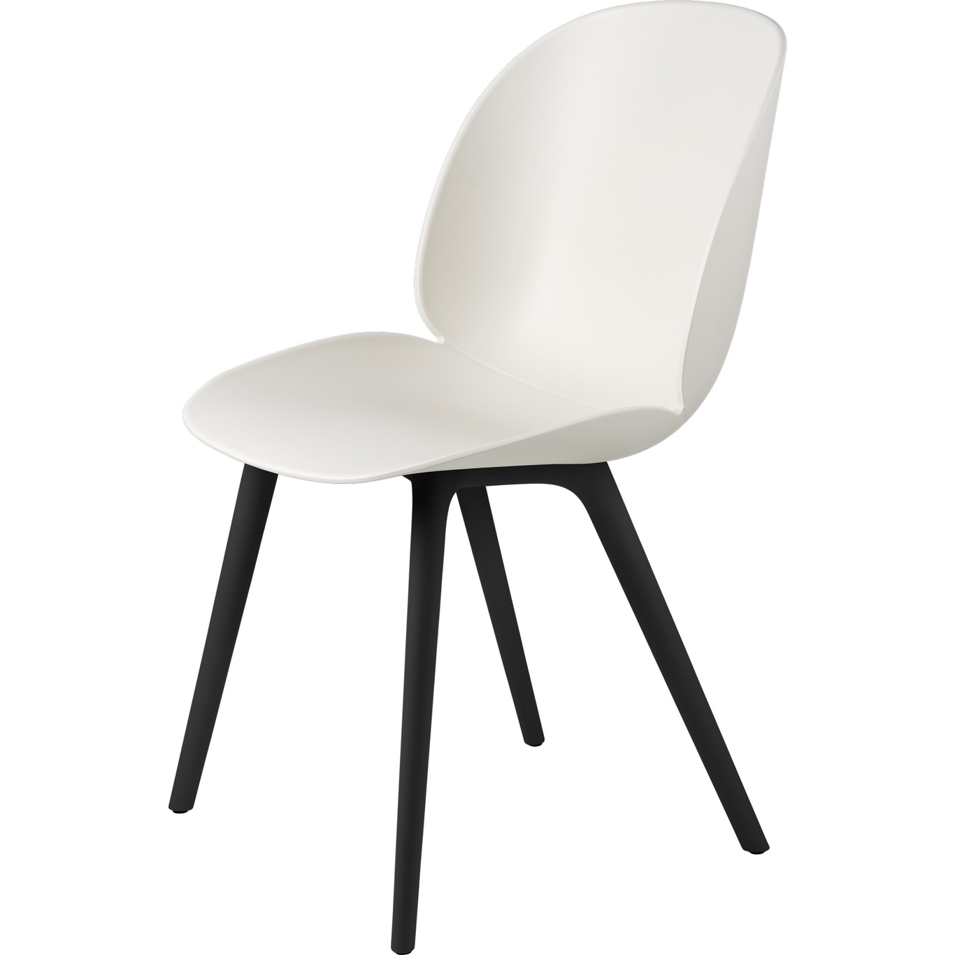 Beetle Chair Un-upholstered Plastic Black Base, Alabaster White