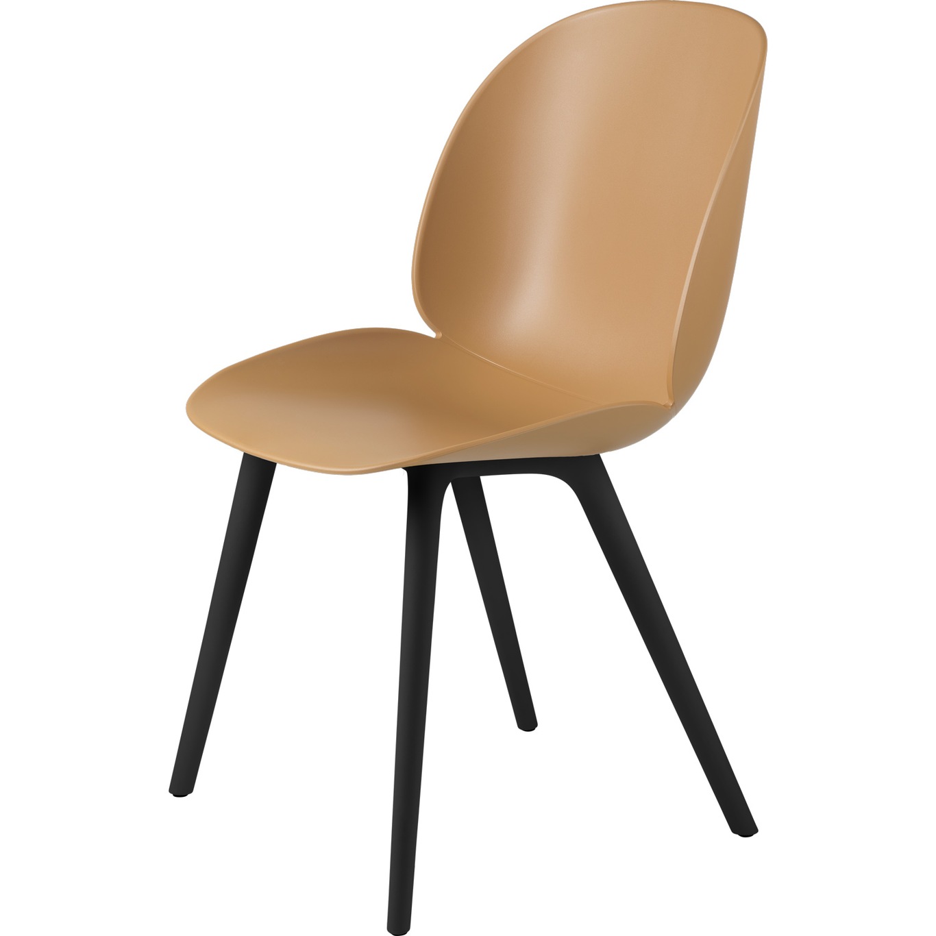 Beetle Chair Un-upholstered Plastic Black Base, Amber Brown