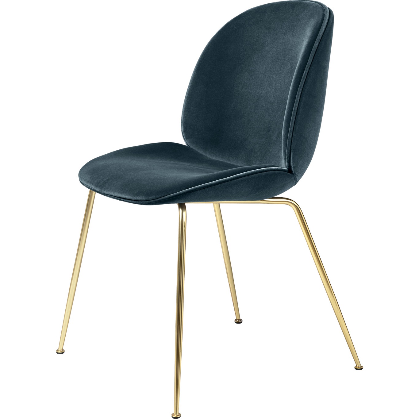 Beetle Chair Upholstered Brass Base / Dandy, Steel Blue