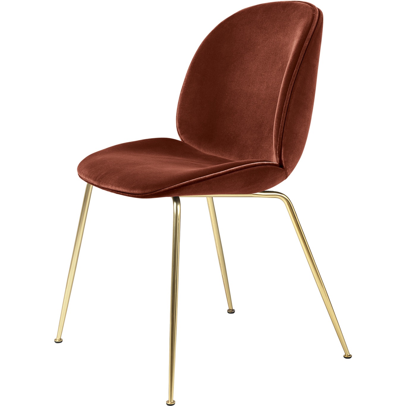 Beetle Chair Upholstered Brass Base / Dandy, Rusty Red