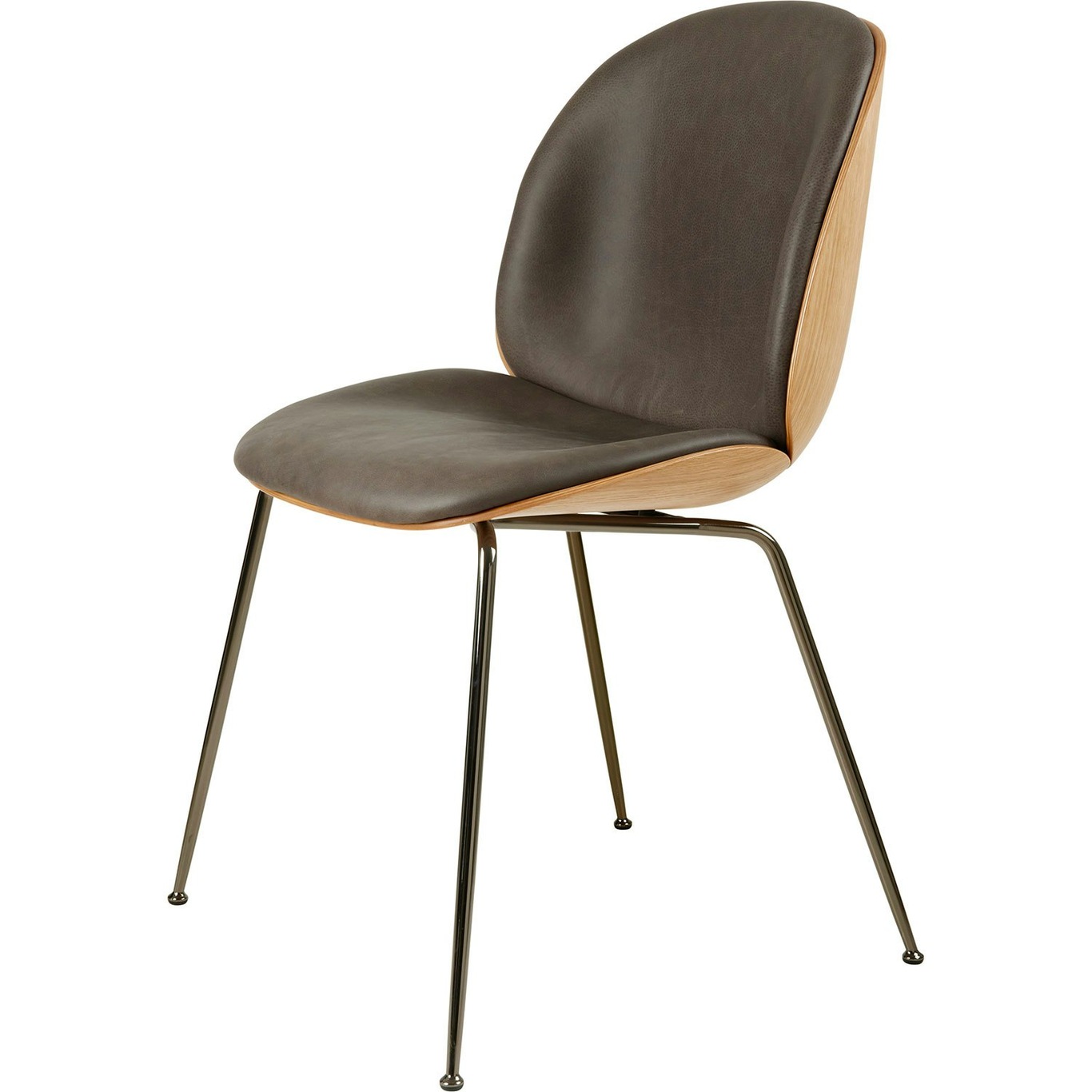 Beetle 3D Veneer Chair Oak/Chrome, Soft Leather Grey
