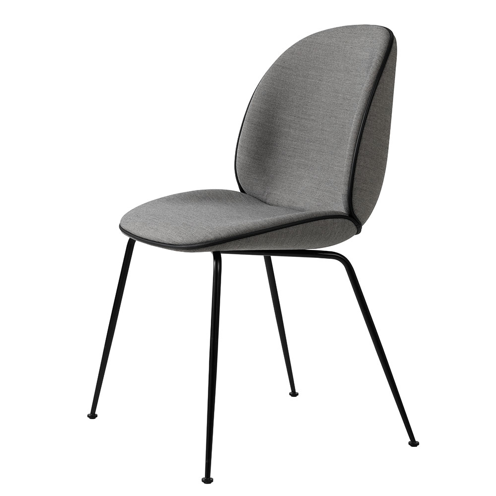 Beetle Dining Chair Fully Upholstered, Conic Base Black, Remix 152/Black Leather