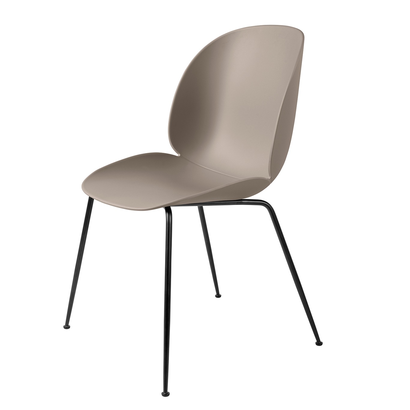 Beetle Dining Chair Un-upholstered, Conic Base Black, New Beige