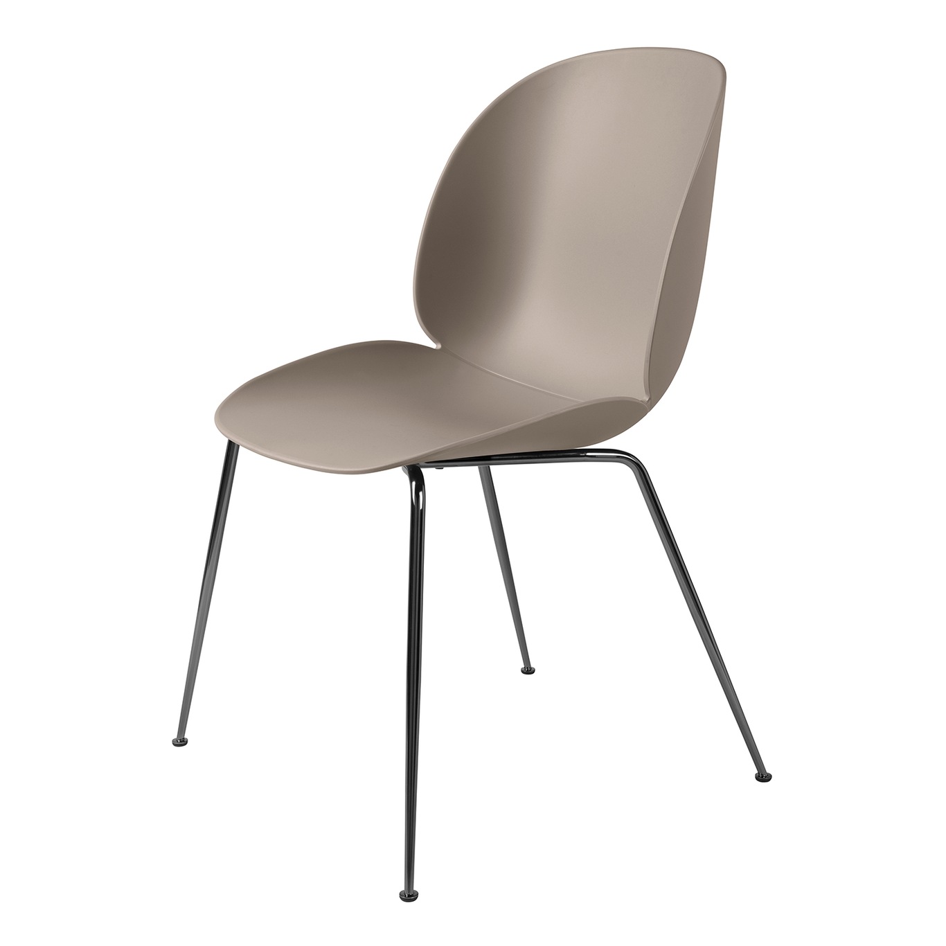 Beetle Dining Chair Unupholstered, Conic Base Black Chromed, New Beige