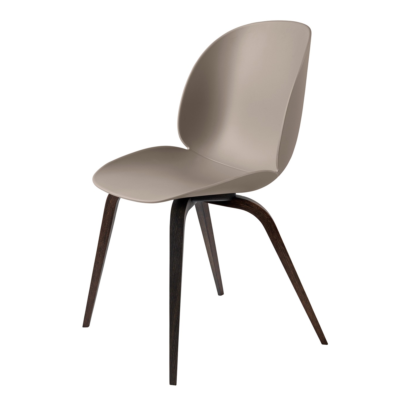 Beetle Dining Chair Unupholstered, Wood Base Smoked Oak, New Beige