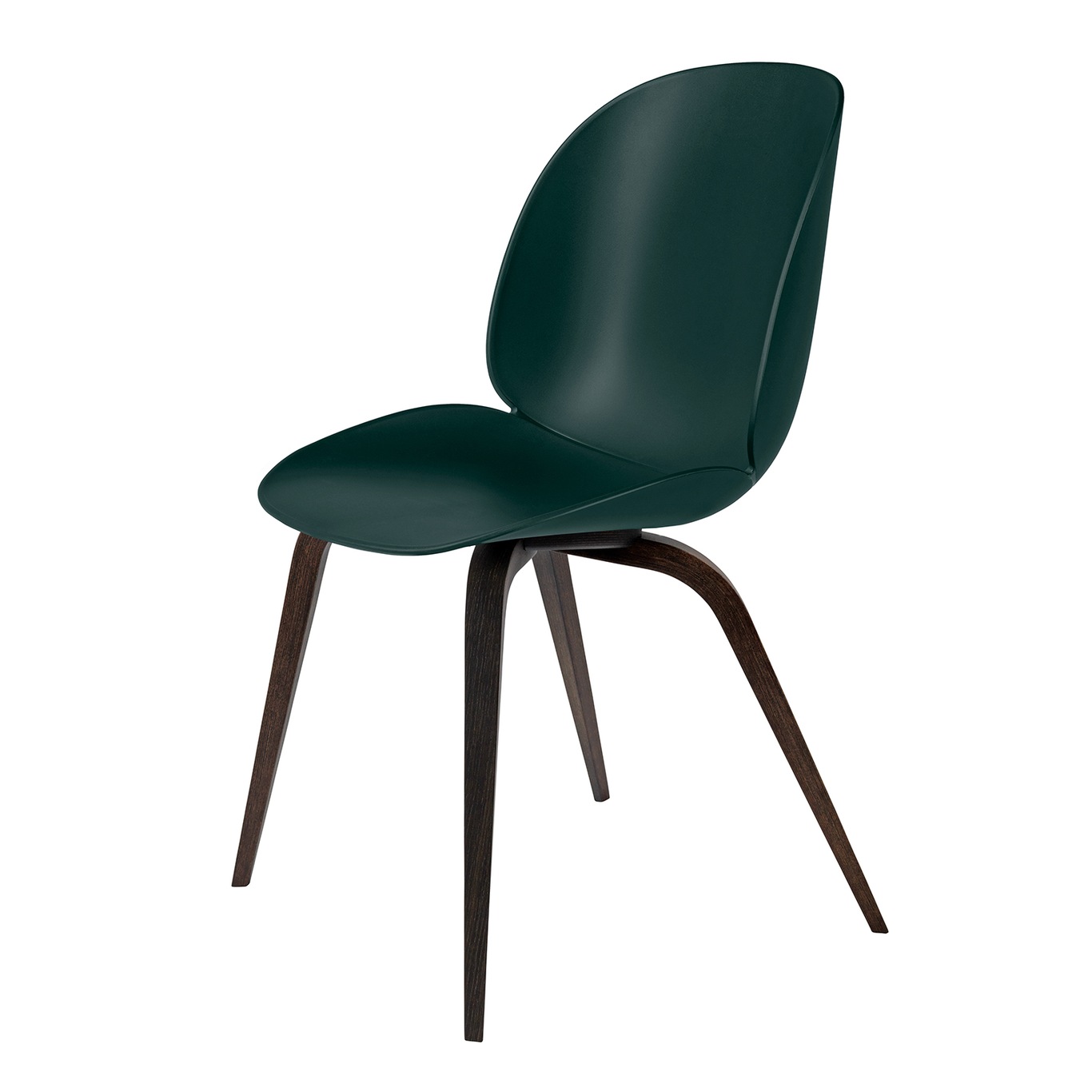 Beetle Dining Chair Unupholstered, Wood Base Smoked Oak, Green