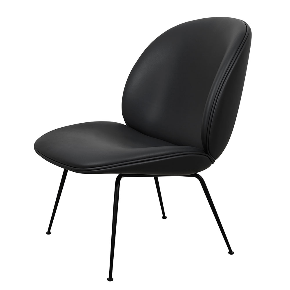 Beetle Lounge Chair, Conic Base Black, Black Leather Savanne