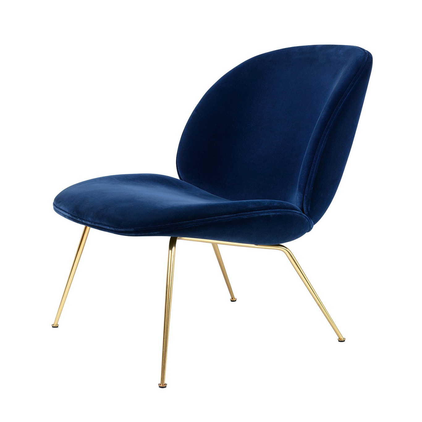 Beetle Lounge Chair, Conic Base Brass, Velluto Cotone 420