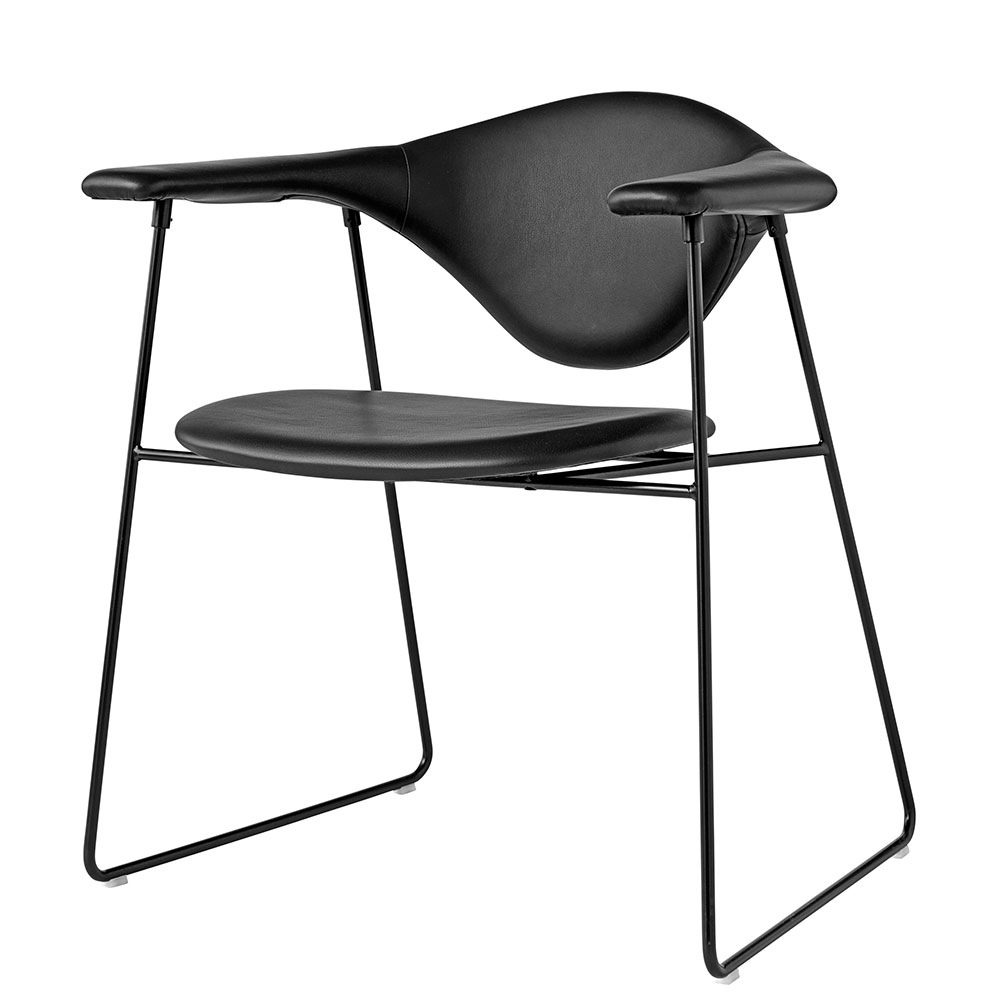 Masculo Dining Chair, Black Leather Savanne