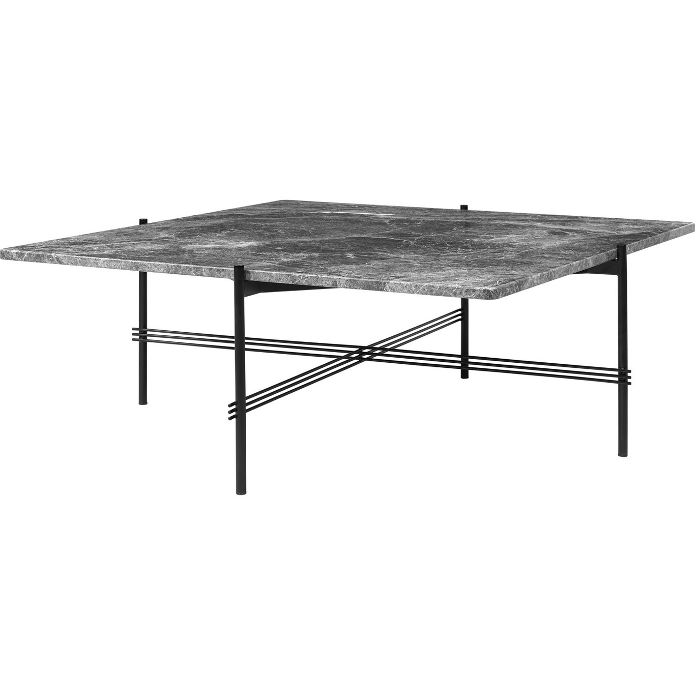 TS Coffee Table 105x105 cm, Black / Grey Marble