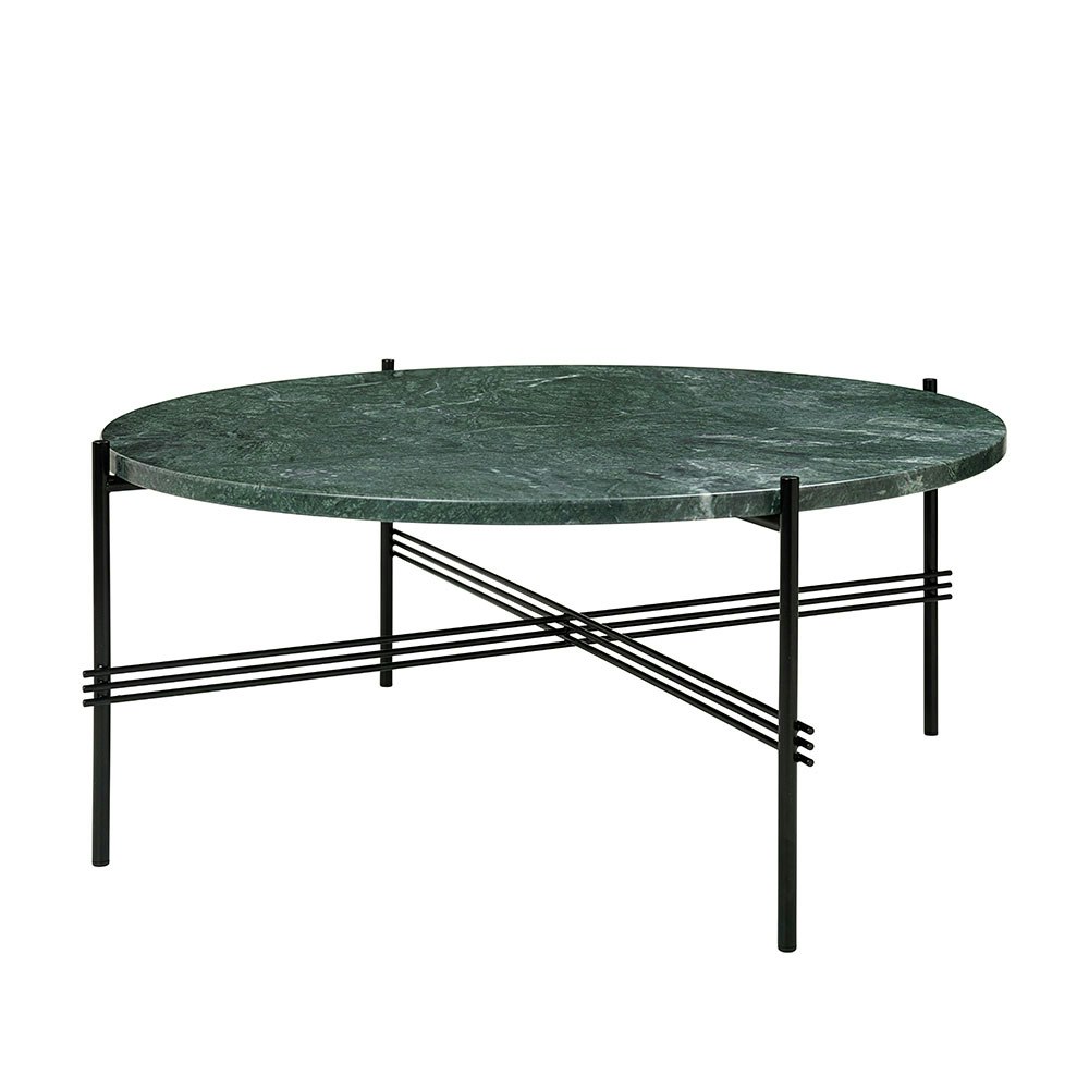 TS Coffee Table 80 cm, Black / Green Guatemala marble