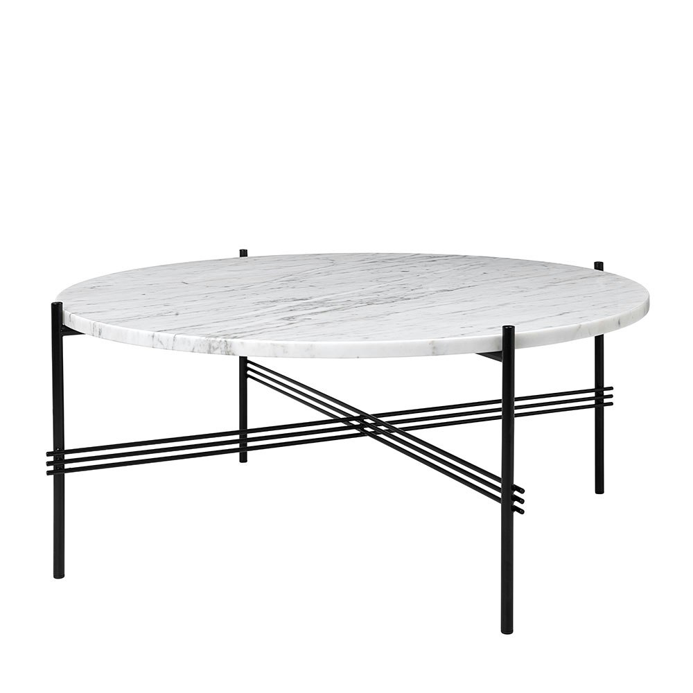 TS Coffee Table 80 cm, Black / White Carrara marble