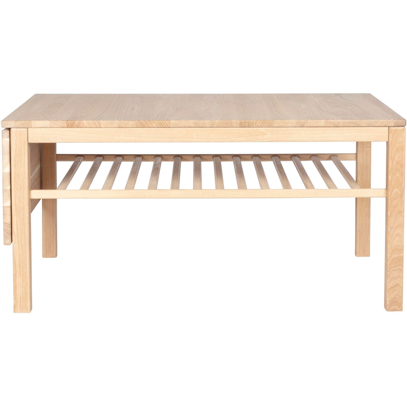 Klassik 4C Coffee Table With Drop-Leaf & Drawer, 75x110 cm, White Oiled Oak