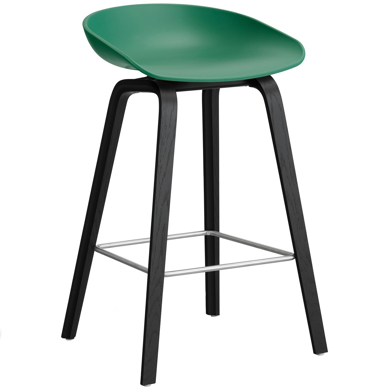AAS 32 2.0 Bar Stool 65 cm, Black Lacquered Oak / Teal Green